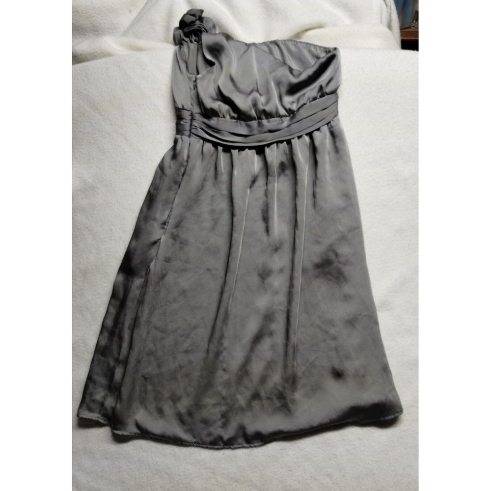 Merona Gray One Shoulder Dress Party‎ Cocktail Ruched Size 4 - Picture 3 of 9